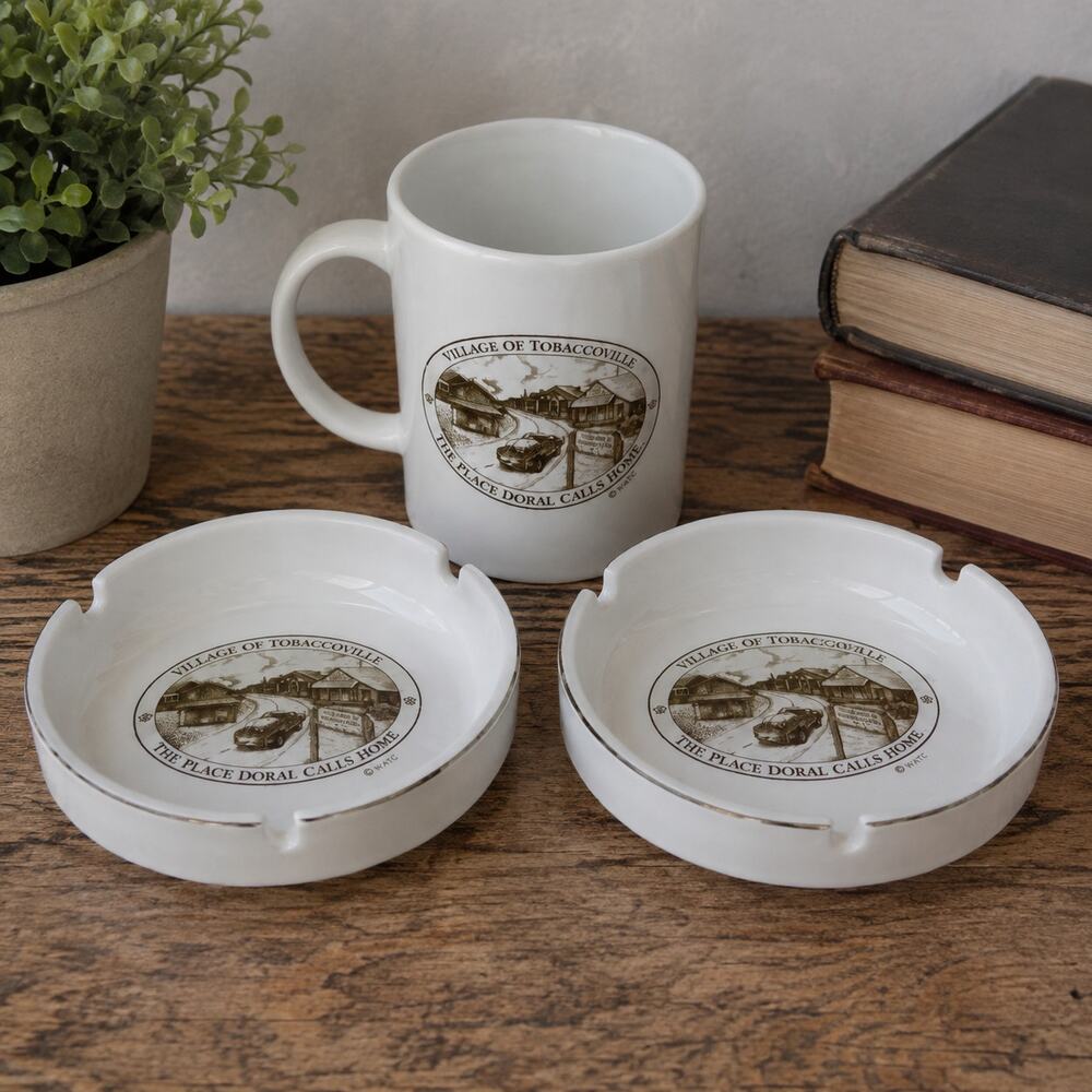 🚬☕Nostalgic Doral Cigarette Ashtrays Coffee Mug Smoker Coffee Lover 3 PC